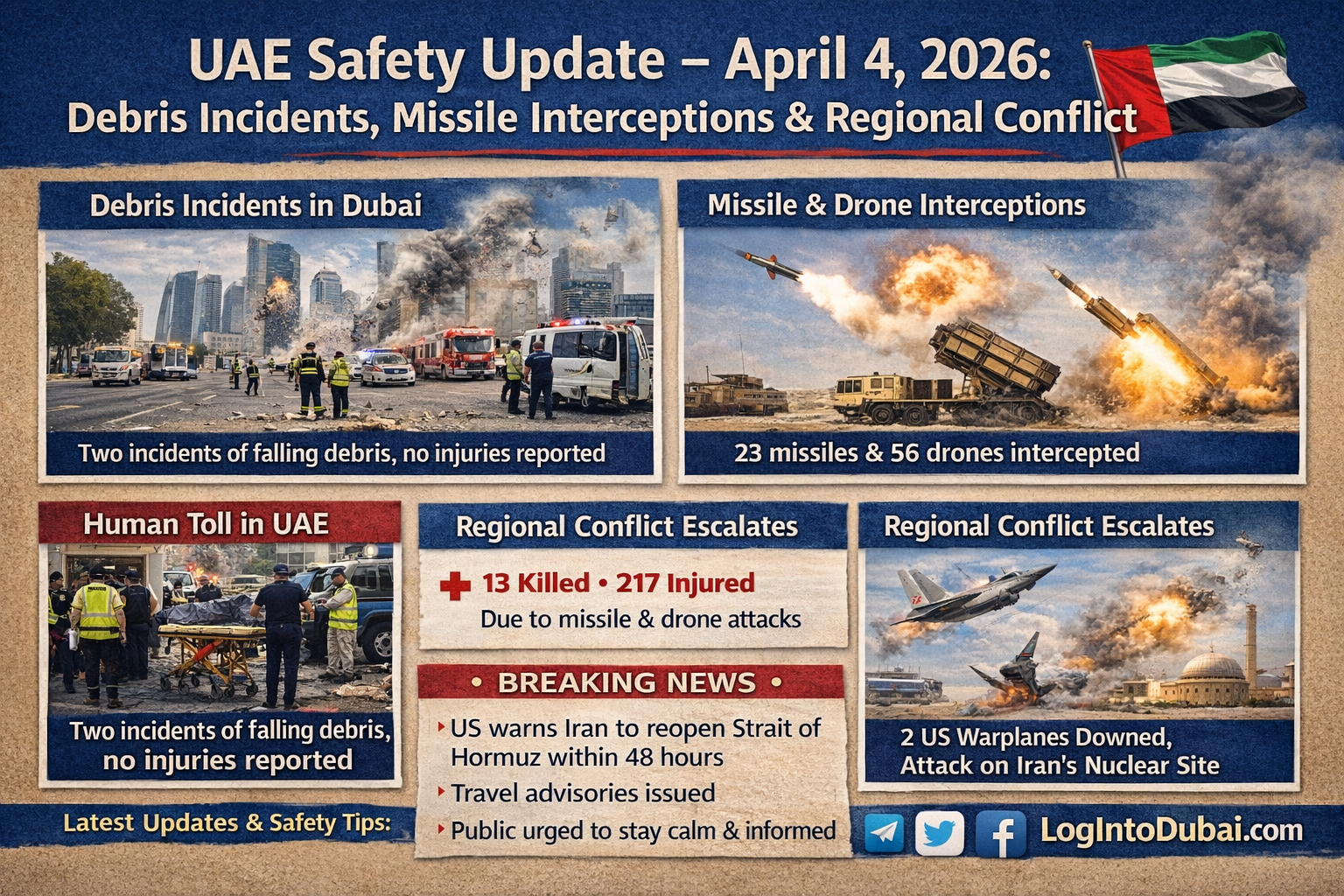 UAE Safety Update April 4: Dubai Debris Incidents, Missile Interceptions & Flight Alerts